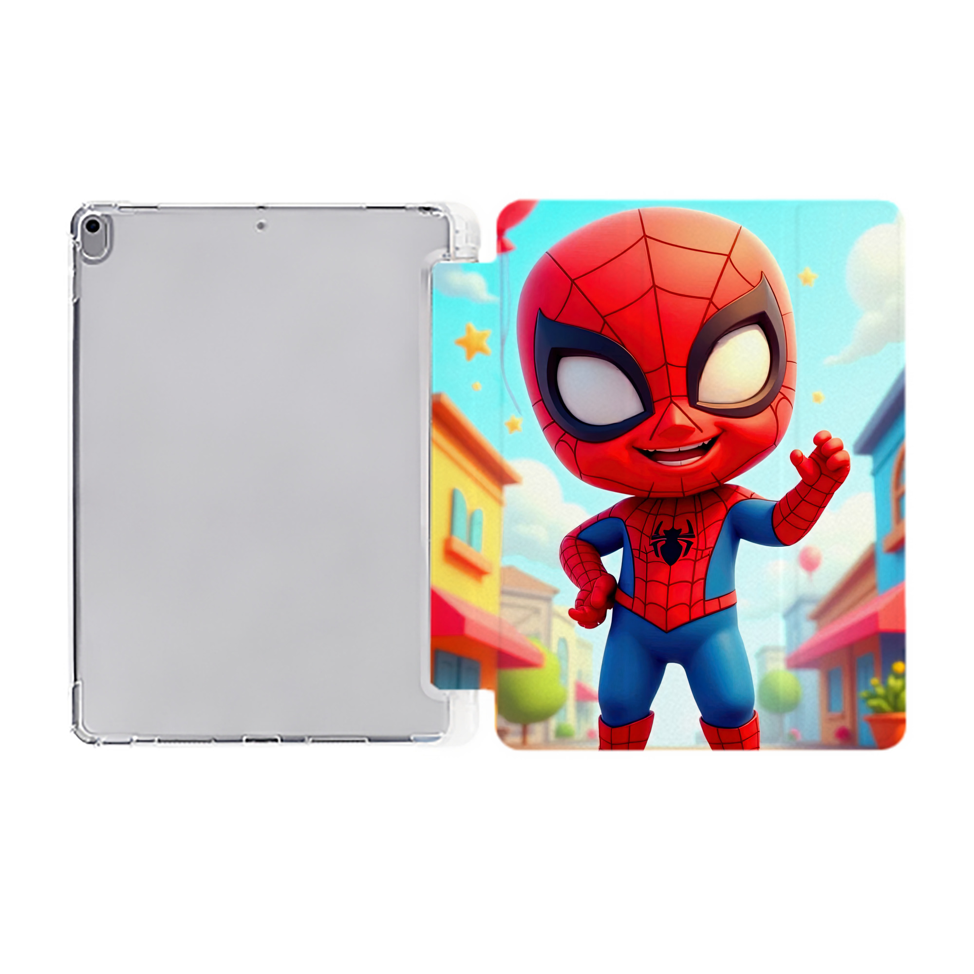 （画像用） Spider Man スパイダーマン IPad ケース ペン収納付き 三つ折りスタンド PUレザー×シリコン 対応機種9.5/10.5/10.9インチ